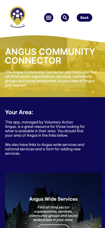 Angus Community Connector current project screen
